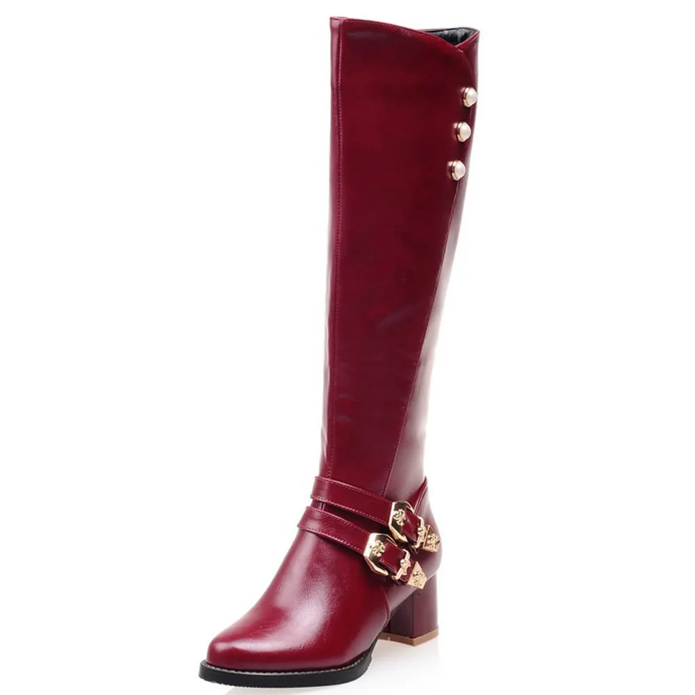 

Women's Boots Autumn Female Shoes Zipper Sexy Thigh High Heels High Sexy Round Toe Winter Footwear Ladies Over-the-Knee Leather