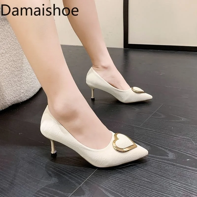 

Женские туфли с острым носком, привлекательные туфли на высоком каблуке-шпильке с сердечками, универсальные туфли с низким вырезом, весна 2023