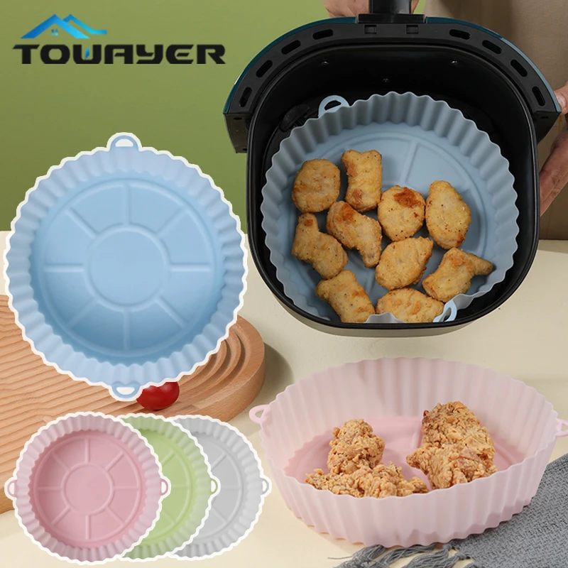 

18cm Silicone Pot Round Replacemen Grill Pan Air Fryers Oven Baking Tray Fried Pizza Chicken Basket Mat Air Fryer Accessories