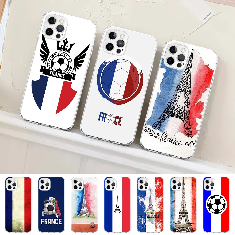 

France Flag Case for Apple iPhone 14 Plus 13 12 Mini 11 Pro Max Cases XR XS 7 8 X 6 6s Plus SE 2020 5s 5 Clear TPU Phone Cover