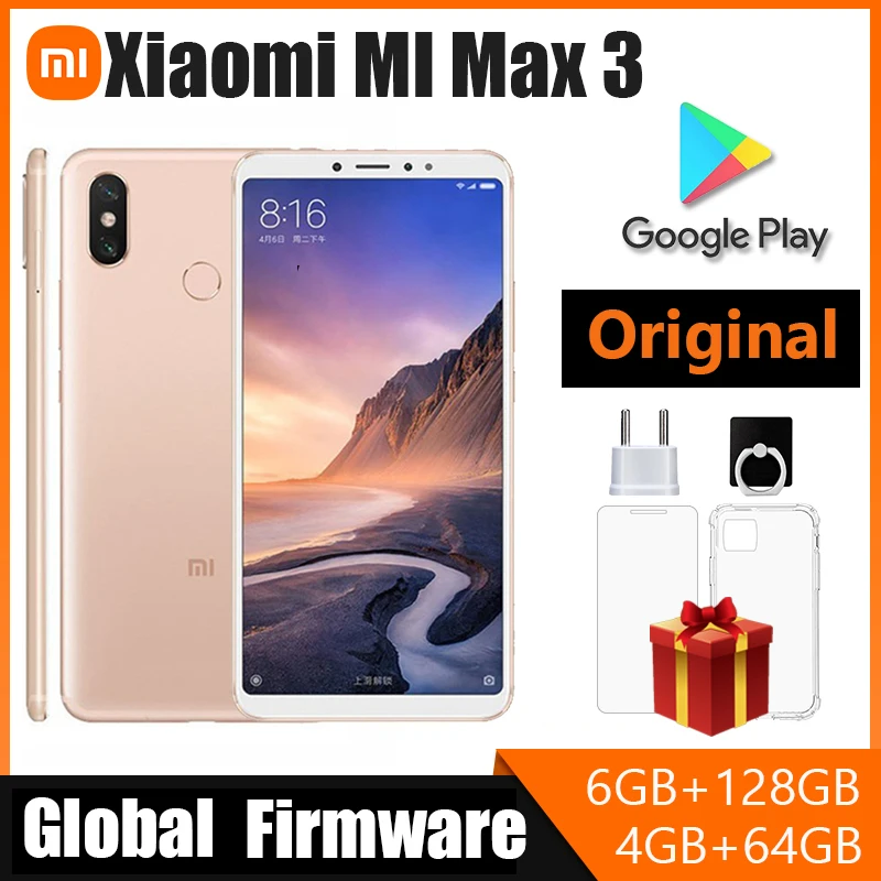 Xiaomi Mi Max 3  Cellphone, Smartphone 6.9 inch 6G RAM 128 ROM Fingerprint  Android Smart Phone  Qualcomm Snapdragon 652