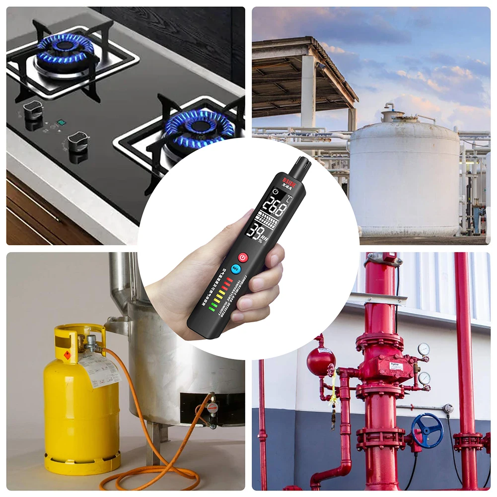 

Convenience Gas Leak Detector Portable Handheld Natural Gas Methane Tester Meter for Temperature Humidity Table