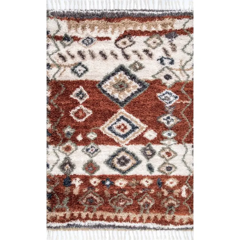 

Southwestern Moroccan Shag Area Rug, 4' x 6', Red