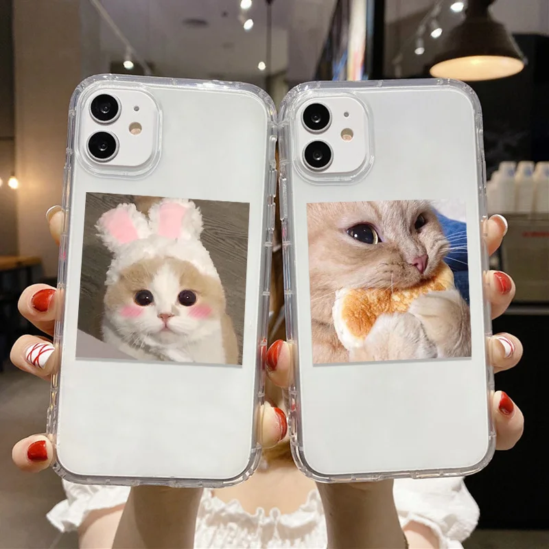 

Clear Cute Cat Phone Case For Samsung Galaxy A53 A52S 5G A13 A33 A14 A31 A32 A50 A51 A03 A12 A21S A30 A22 A71 A72 A73 Back Cover
