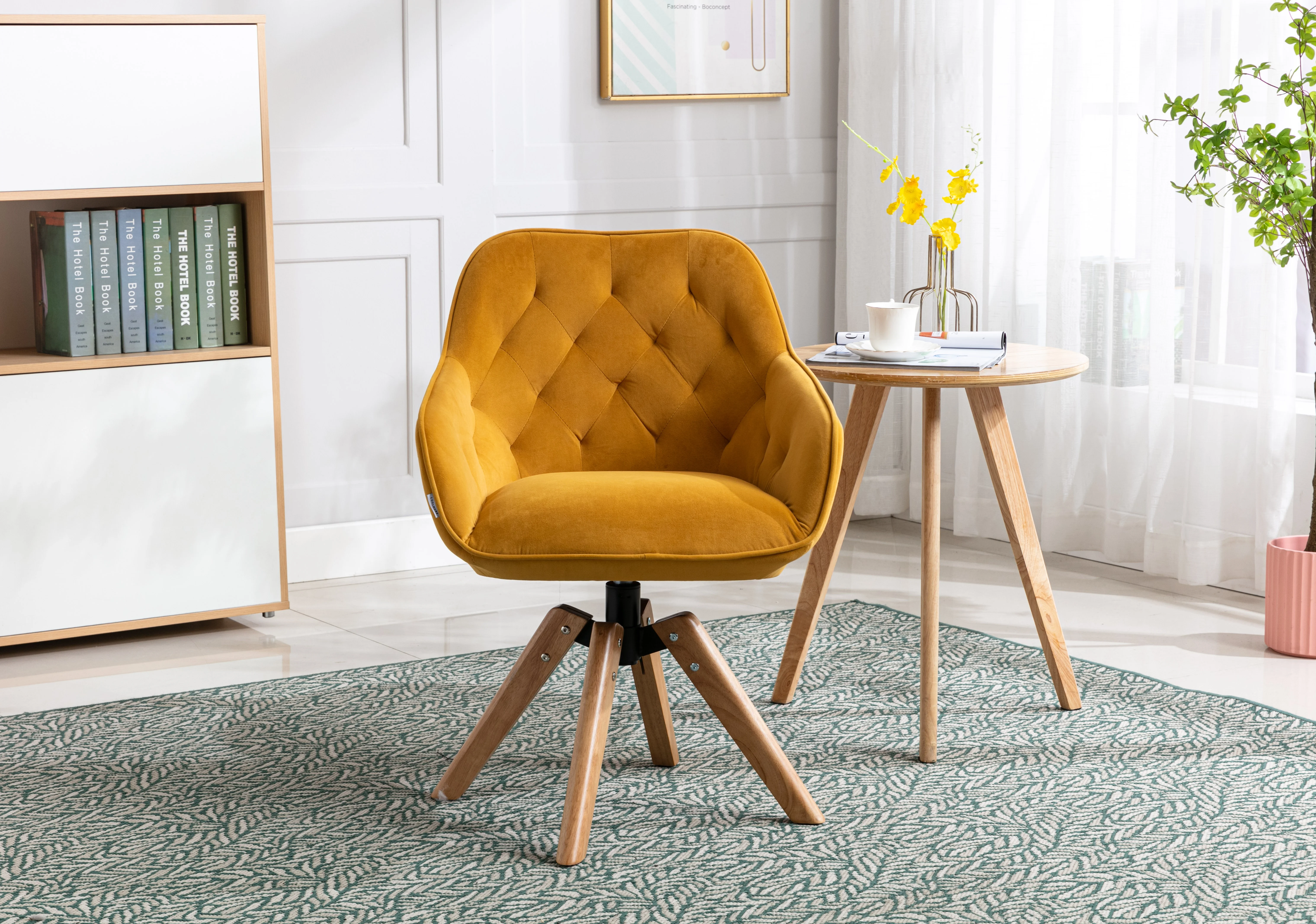 

Solid Wood Tufted Upholstered Armless home office chair