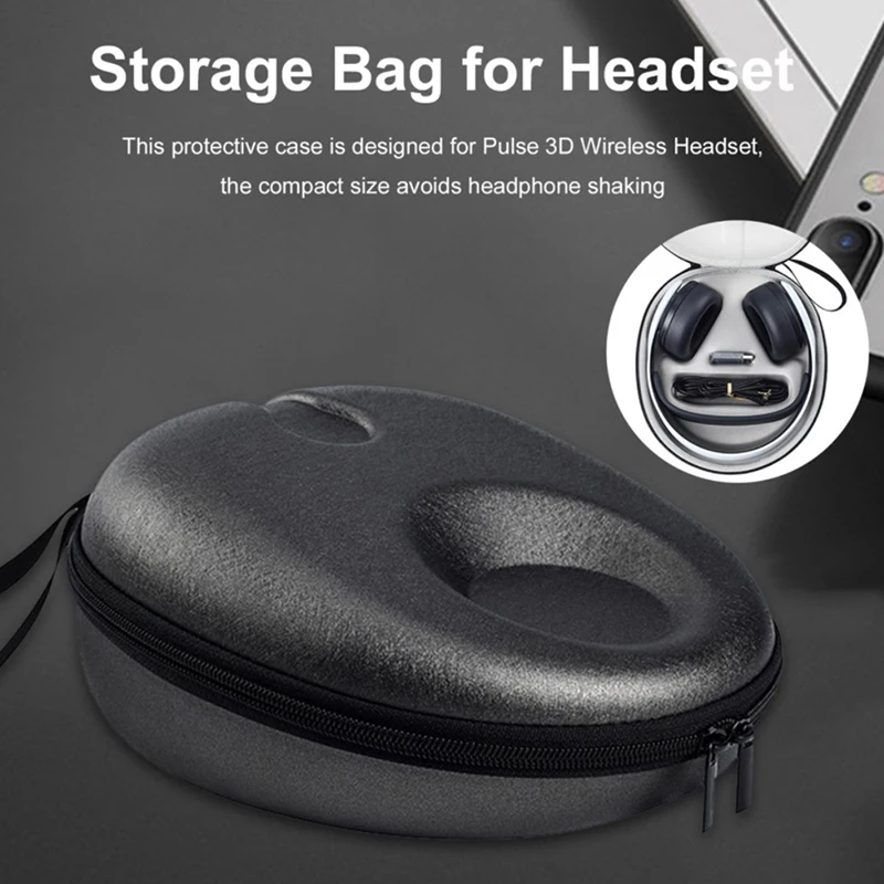 

Portable Storage Bag Anti-fall Travel Carrying Case Cover Zipper Box Compatible For Ps5 Pulse 3D Wireless Headset