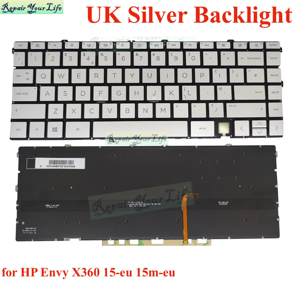 Фото Клавиатура с подсветкой US UK LA/латинская JPA для HP Envy X360 15-EU 15M-EU TPN-149 15-EU0003CA 15-EU0010CA EU0013CA EU0043DX №5