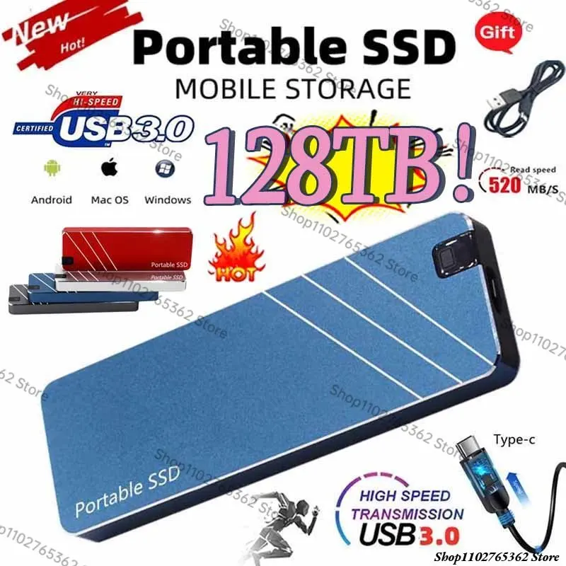 

Portable SSD High Speed 4TB 8TB 16TB 128TB External Solid State Drive Original USB 3.1 Type-C Hard Disk disco duro for Laptops