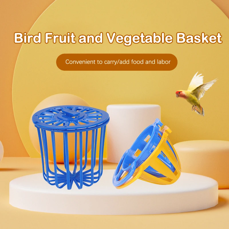 

Bird Parrot Feeder Cage Fruit Vegetable Holder Cage Accessories Hanging Basket Container Toys Pet Parrot Feeder Cage Supplies