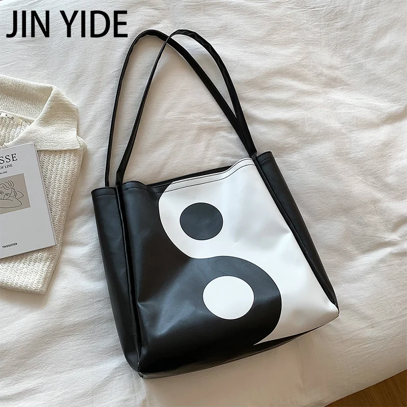 

Женская винтажная сумка JIN YIDE2023, яркие цветные сумки через плечо в стиле Тай-Чи, повседневные сумки с верхней ручкой и рисунком