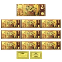 10pcslot 2022 qatar mascot gold foil banknotes football competition commemorative banknotes football periphery souvenirs