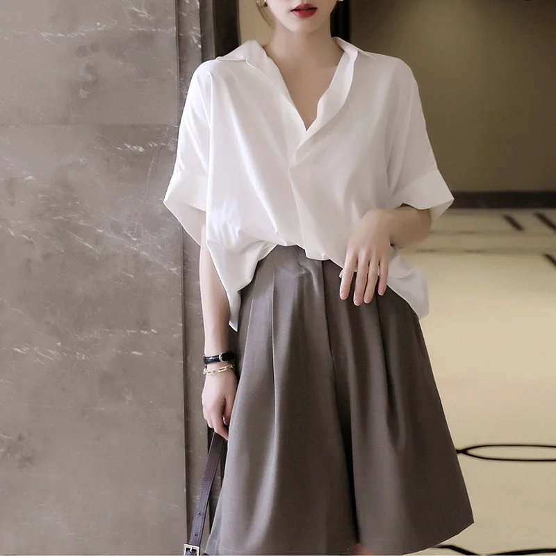 Ацетатные атласные рубашки женские шелковые текстуры рубашка с короткими
