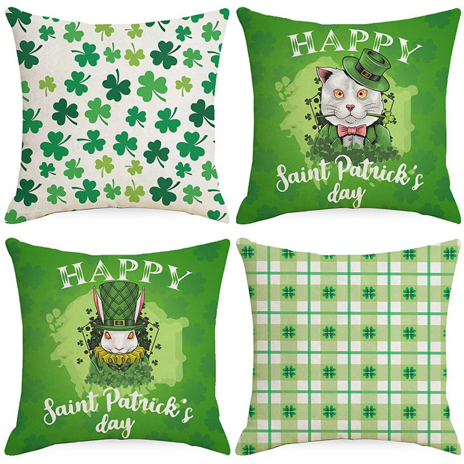 

St. Patrick's Day Cotton Linen Cushion Cover Throw Pillow Case Sofa Home Decor 45cm Funda De Almohadas наволочки декоративные