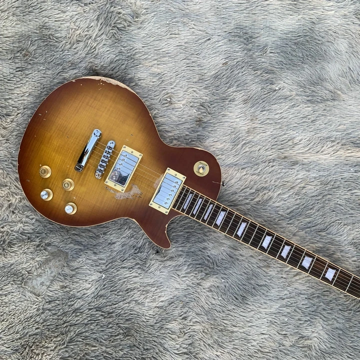 

Custom LP electric guitar, chrome hardware rosewood fingerboard mahogany wood body and neck relic lp guitar