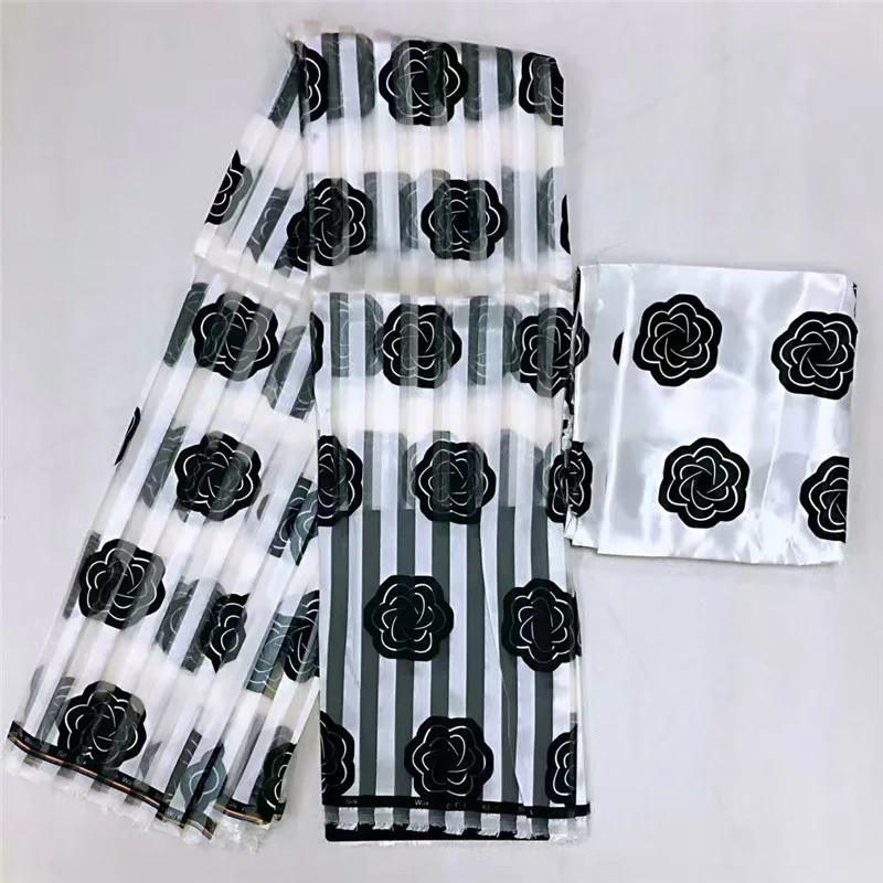 Белая и черная африканская ткань атласный материал из органзы нигерийские Ткани