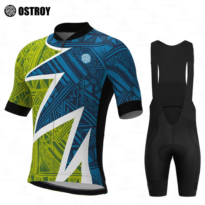 

2022 Summer OSTROY Cycling Clothing Men Suit Team Mountain Bike Clothing Anti-UV Bicycle Wear Short Sleeve Cycling Jersey Set