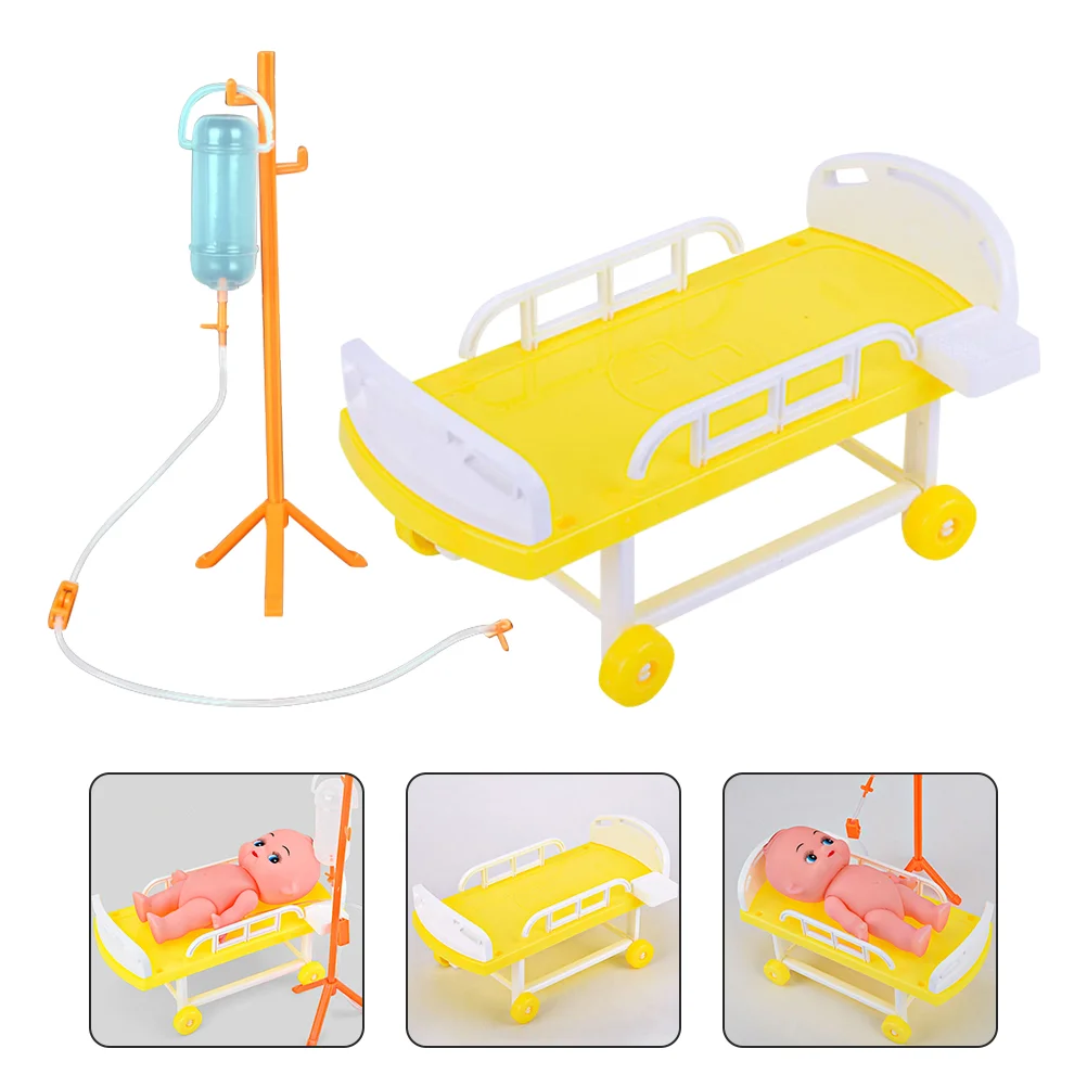 

1 Set of Simulation Bed and the Infusion Bottle Playing House Set