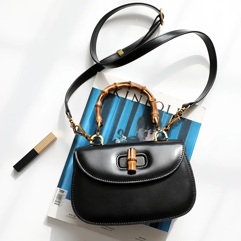 

Женская сумка-седло из воловьей кожи, с бамбуковым ремешком