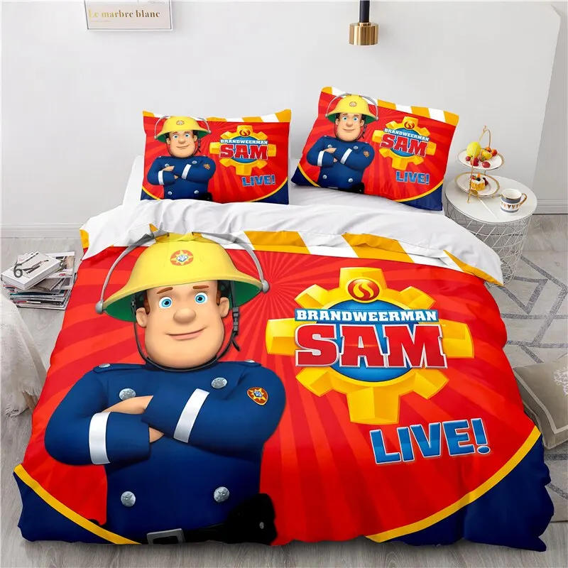

Cartoon Fireman 3d Print Sam Bedding Set Duvet Cover with Pillowcase Single Double Twin Full Queen King Size Bedclothes 2/3pcs