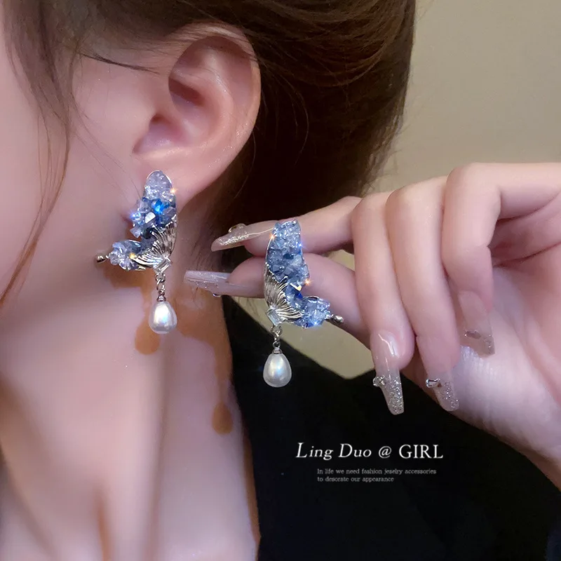 

2023 Korean Fashion Earrings for Women New Bow Pendant Rhinestone Trend Stud Earrings Elegant Accessories Wedding Jewelry