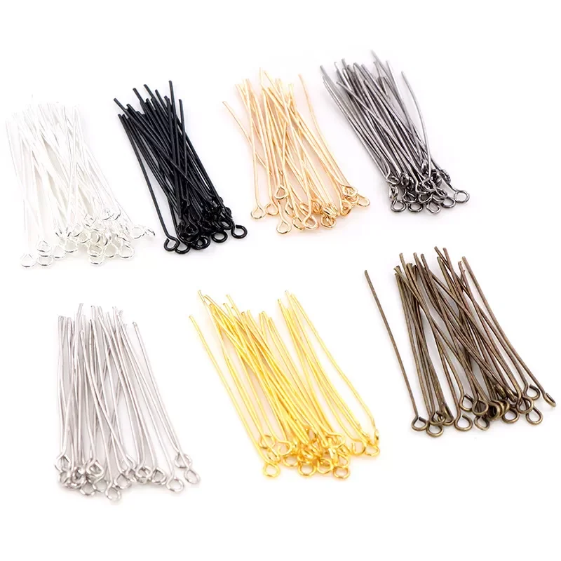 16 20 25 30 35 40 45 50mm Eye Head Pins Classic 7 colors Plated Eye Pins For Jewelry Findings Making DIY Supplies