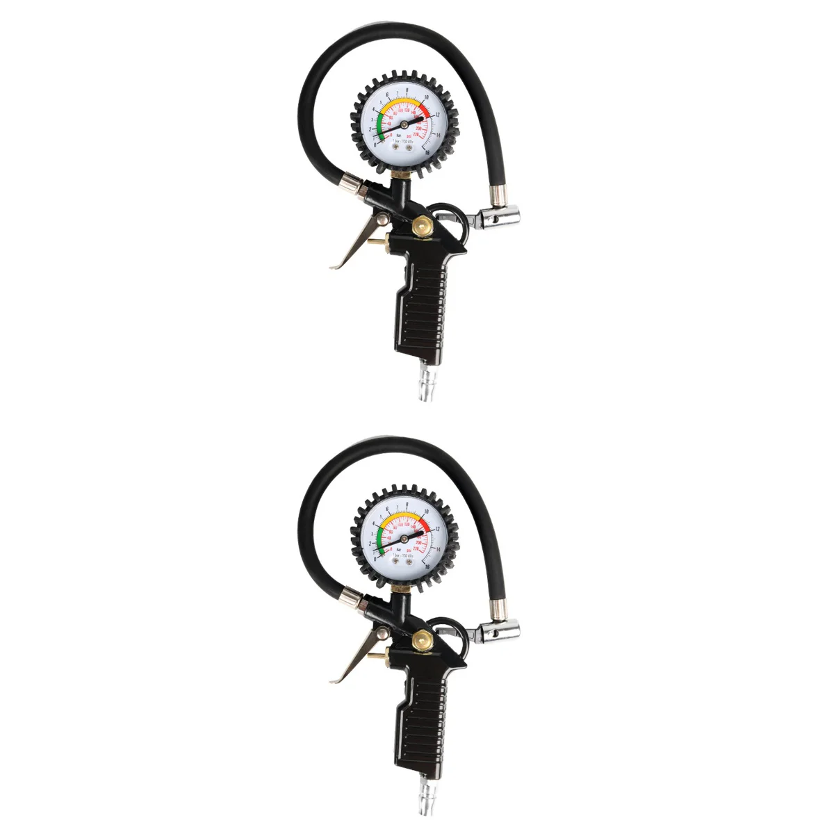 

2pcs Max 220 Psi Mechanical Tire Pressure Gauge With Rubber Tube For Automobile Tire