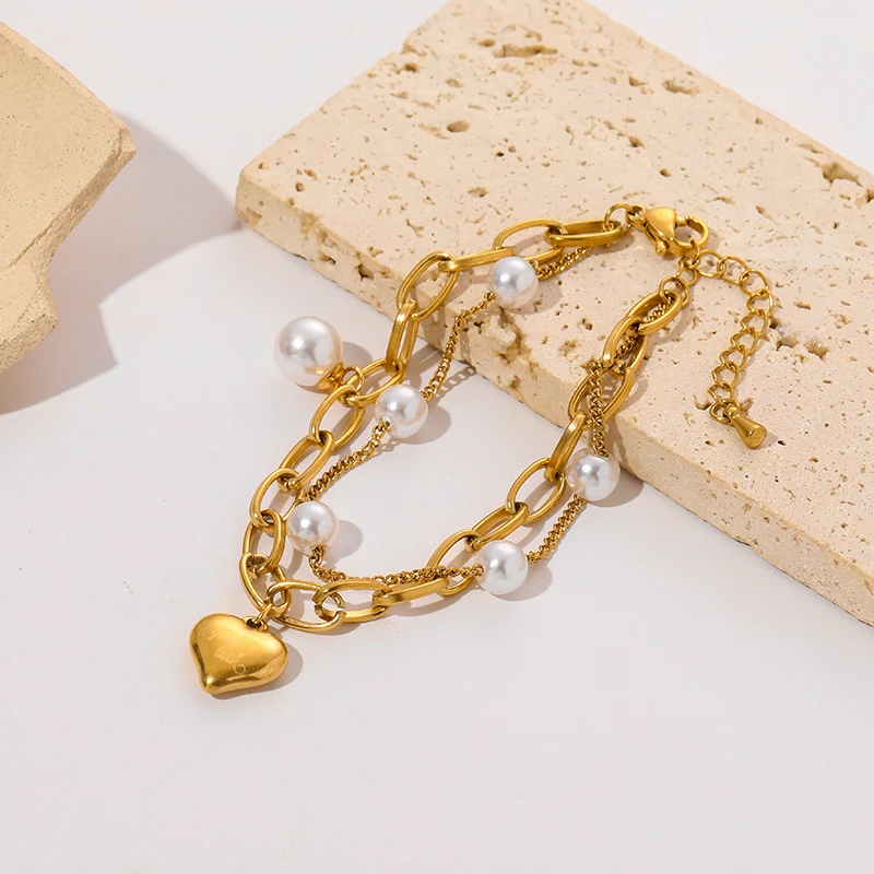 GANEMLY 316L нержавеющая сталь цветок Сердце Женская мода модная цепочка на запястье