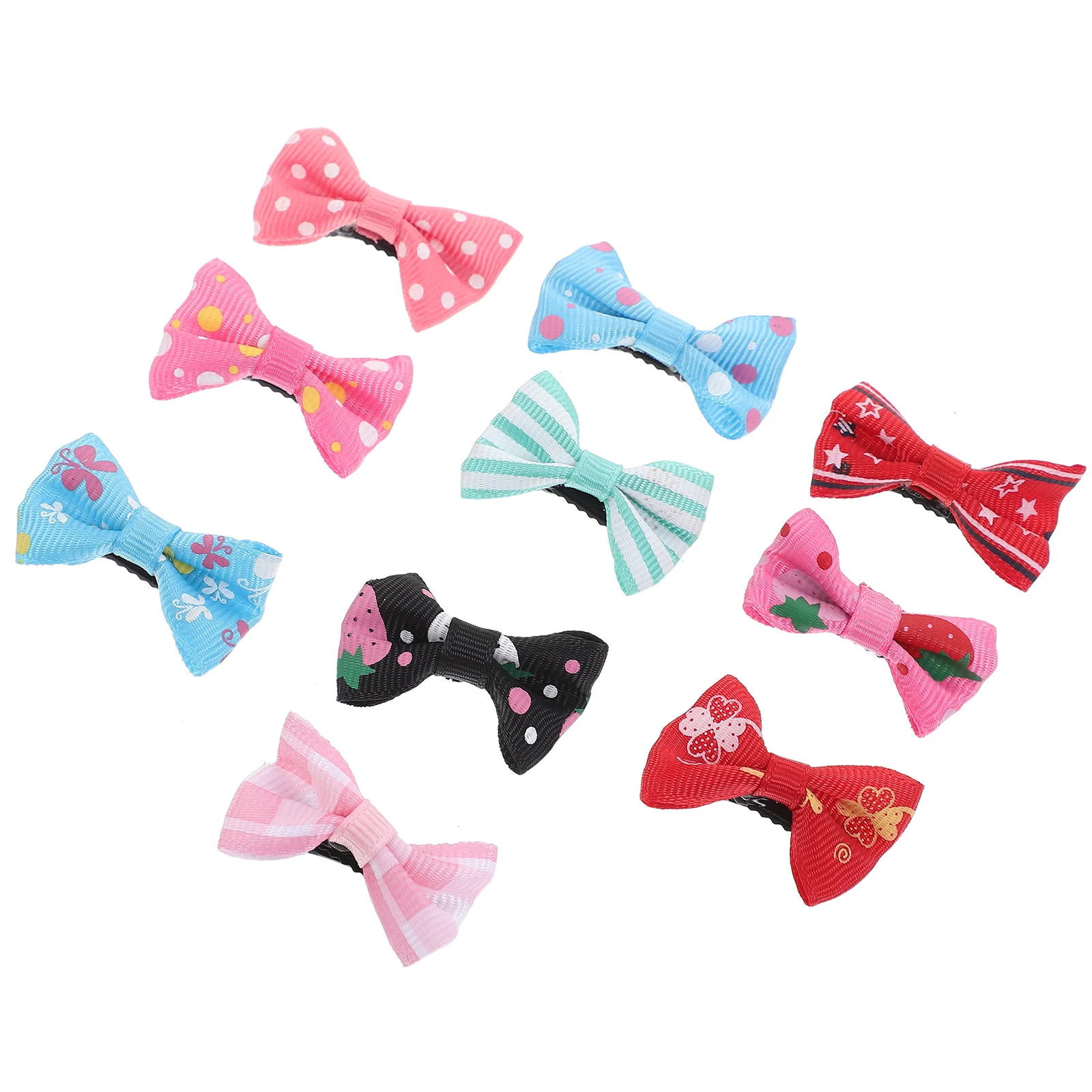 

10 Pcs Pet Hairpin Clip Accessories Mini Clips Alligator Barrettes Accessory Fabric Colorful Rubber Bands