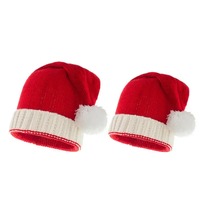 

Рождественская шапка для родителей и детей зимняя теплая вязаная Рождественская красно-белая вязаная шапка для матери и ребенка для нового...