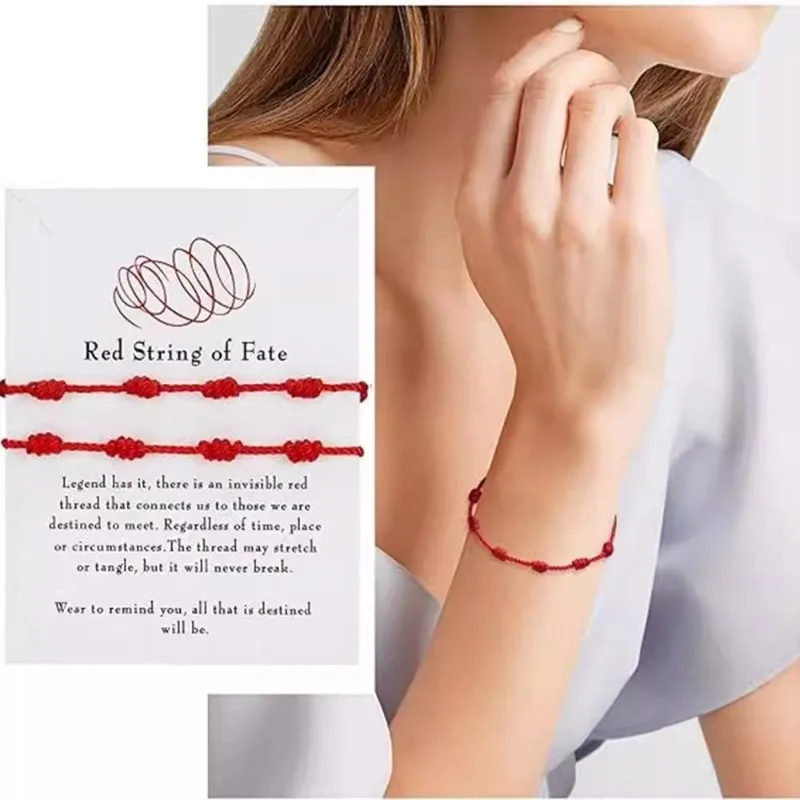 24 шт. 7 узлов красный черный браслет ручной работы для пары счастливый амулет коса