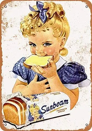 

Металлический знак 8x12 дюймов 1954 Sunbeam хлеб девушка-винтажный металлический знак