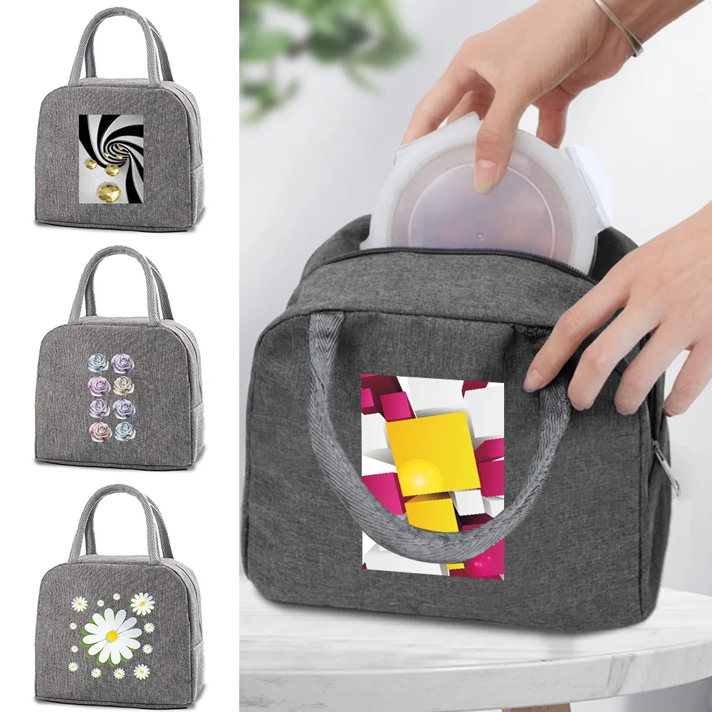

Insulated Lunch Dinner Bag Cooler Box Canvas Handbags Functional Portable Tin Foil Lunch Bags Thermal Food Picnic Bag Women Kids