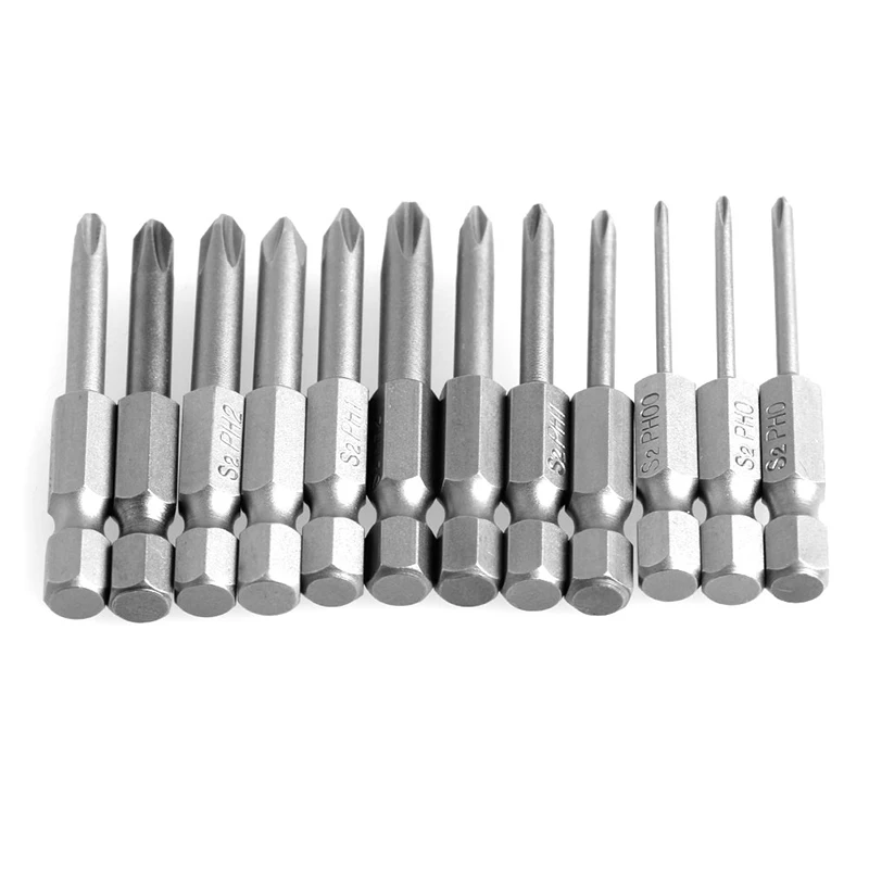 

12Pcs/Set 50mm 1/4 Inch Hex Shank Magnetic Phillips Cross Screwdriver Bits