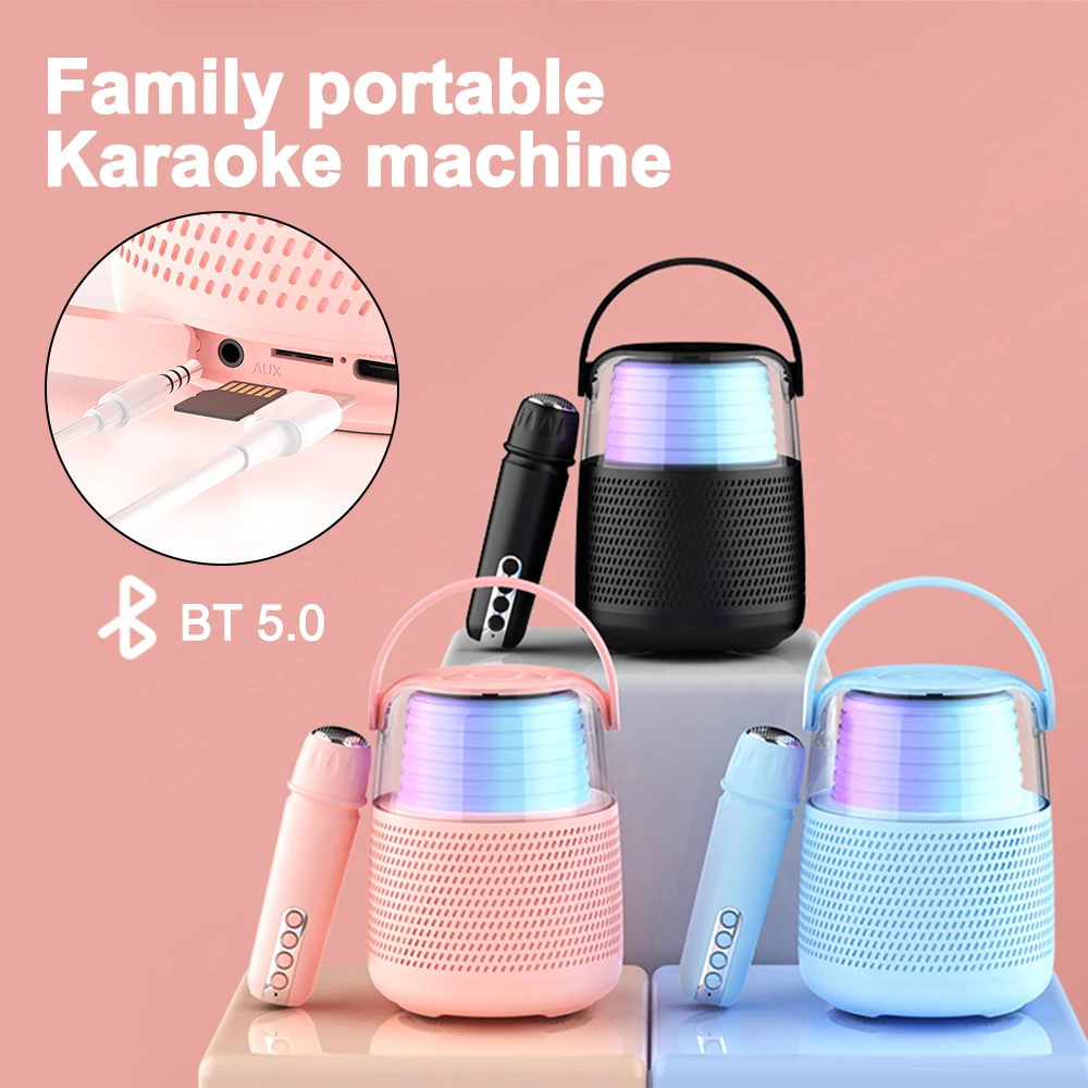 

Универсальный K Song аудио портативный Семейный караоке Bluetooth динамик светодиодный Многофункциональный сабвуфер с красочным эффектом освеще...