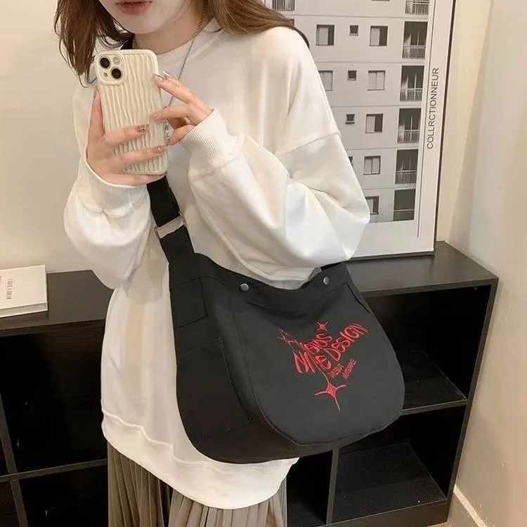 

Denim Women Shoulder Bag Large Capacity Letters Designer Ladies Hand Bag Messenger Big Jeans Female Canvas Casual Crossbody Bags