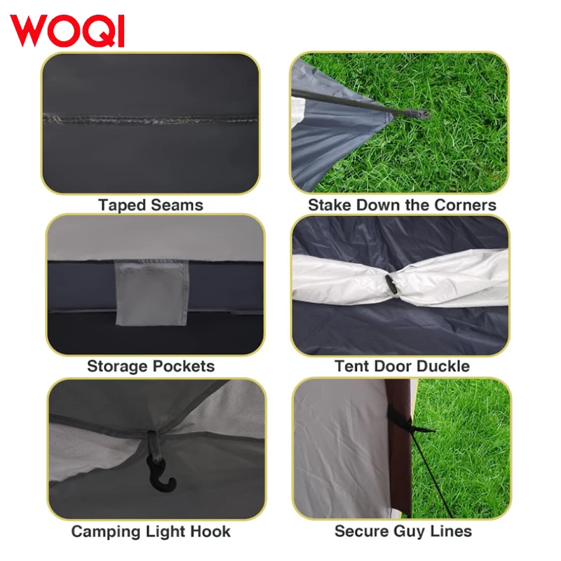 Фото Палатка Woqi, бестселлер, из полиэстера, 6 м, автоматическая, для гостиной, с черным покрытием, однокомнатная, для летнего кемпинга на открытом воздухе №5