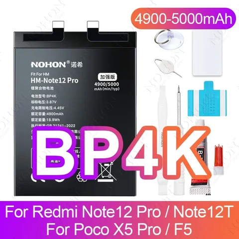 Аккумулятор NOHON для Xiaomi Poco X6 X5 X4 GT X3 Pro F6 F5 F4 F3 F2 F1 Redmi Note 13 Pro 11 12 10 Аккумуляторы для телефонов BN61 BN53 BP4K