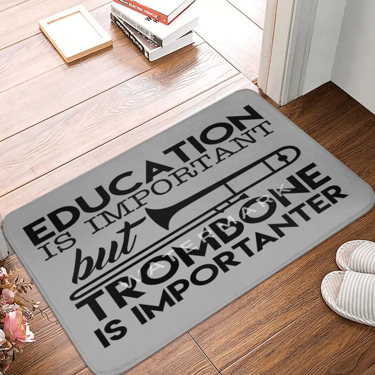 

Education Is Important But Trombone Carpet, Polyester Floor Mats Retro Practical Home Decor Festivle Gifts Mats Customizable