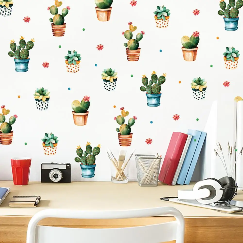 

Ready Stock succulent Potted Plant Creative Wall Stickers Kindergarten Children's Room Wall Decoration