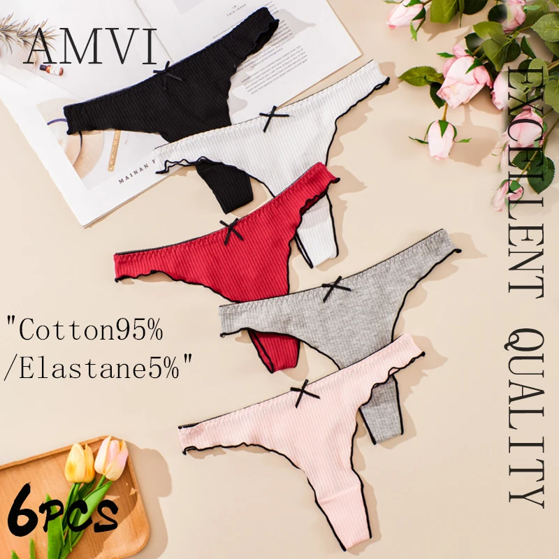 Хлопковые женские трусики мягкие модные стринги милые с бантом дышащие и удобные