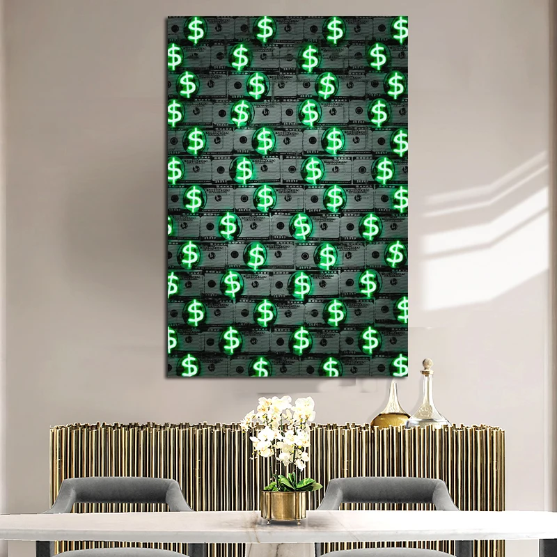 Абстрактный плакат, печать зеленых денег, графика, картина маслом, холст, искусство, Настенная картина, гостиная Bedreoom, украшение для дома