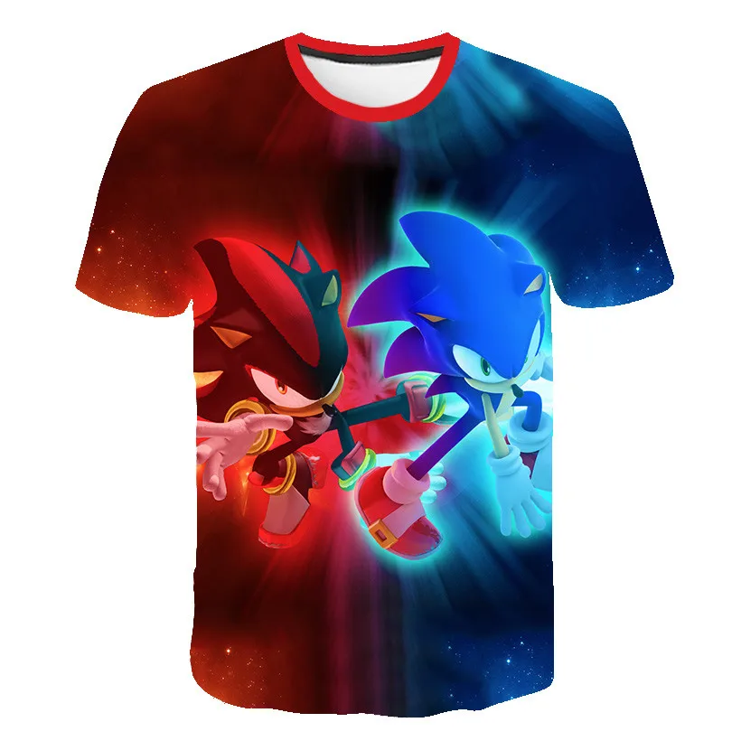Super Sonic Anime Cartoon Graphic Printed for Kids, Babies, Boys and Girls Summer Fashion Casual Short Sleeve T-shirts 3-14T