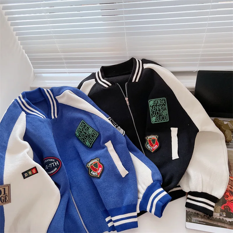 

Новинка Осень-зима 2022, женский свитер с нашивкой и вышивкой, топ, Свободный вязаный кардиган, бейсбольная форма