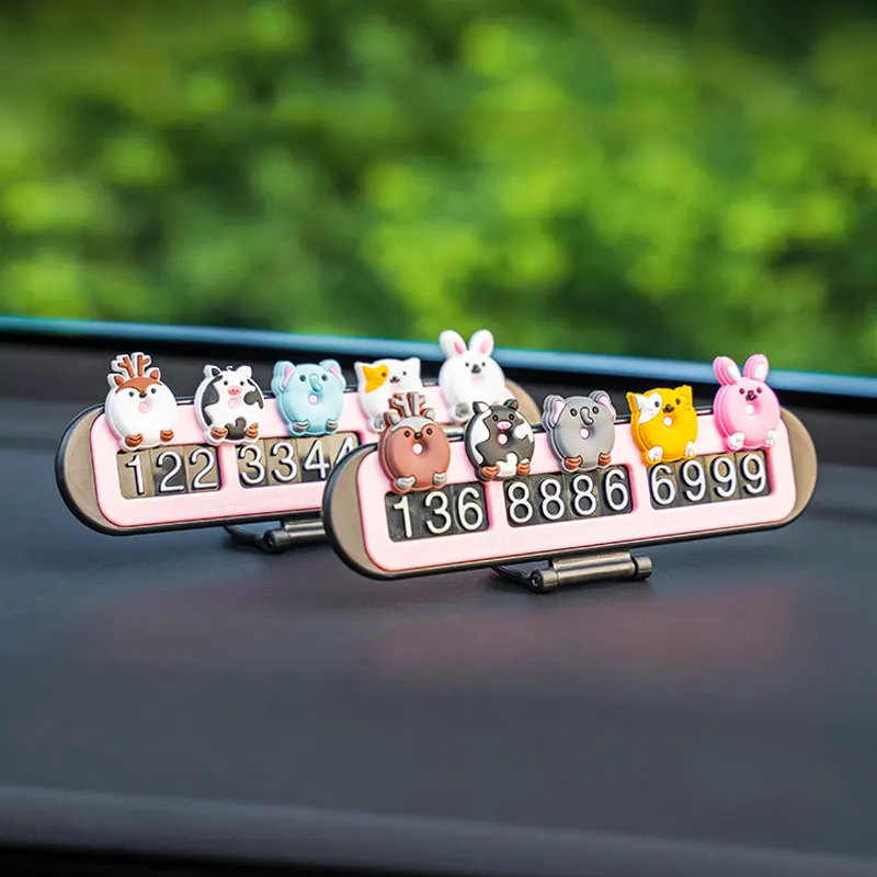

Car Temporary Parking Number Plate Car With Noctilucent Auto Moving Telephone Plate Car Cute Ornament Moving Cartoon Decoration