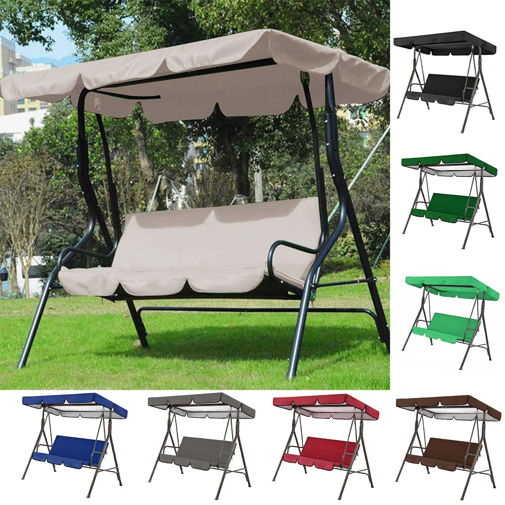 2pcs/set Garden Chairs Patio Swing Cover Set Waterproof UV-resistant Swing Canopy Seat Top Cover +Seat Cover (No Swing Chair)