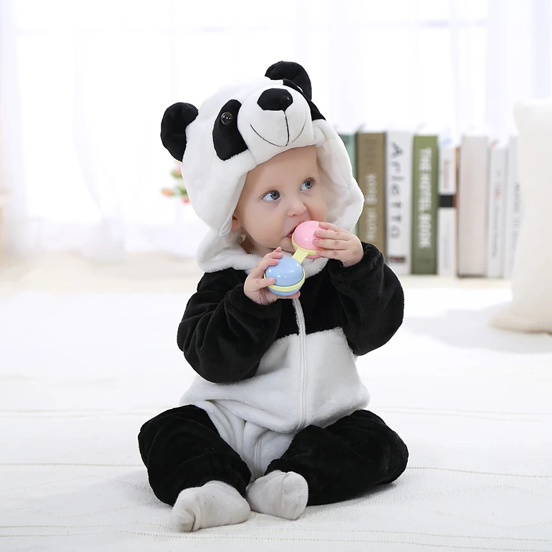

0-5Y Halloween Baby Panda Onesie Cosplay Costume Kigurumis Cute Kawaii Outfit Ropa Bbebe Baby Romper Winter Soft Jumpsuit