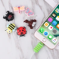 cute bite cartoon animal insect cable winder usb data line protector cord cover case silicone decorate smartphone accessories