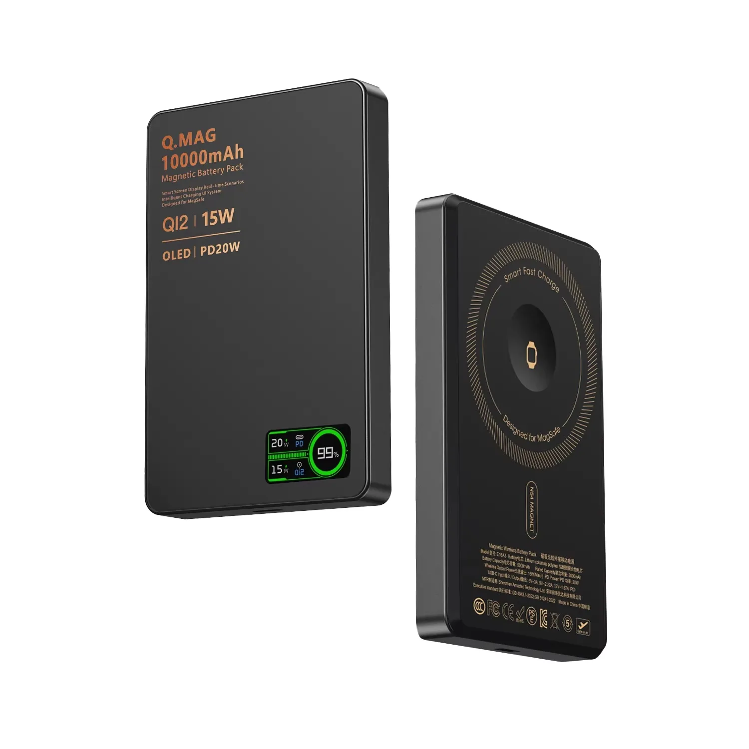 Фото Портативный внешний аккумулятор CCC Slim Original Qi2 Power Bank для быстрой беспроводной зарядки MagSafe для iPhone 17, 16, 15 PRO, iWatch 10 №1