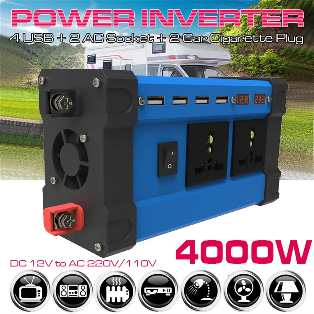 

Inverter 300w Converter DC 12V To AC Intelligent Color Display Usb 3.6A Quick Charge Automobile Accessories