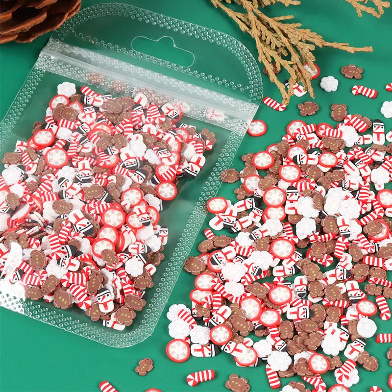 

3D Christmas Flake Nail Charms Kawaii Polymer Soft Clay Slice Nail Art Decoration Accessories UV Gel Nail Supplies